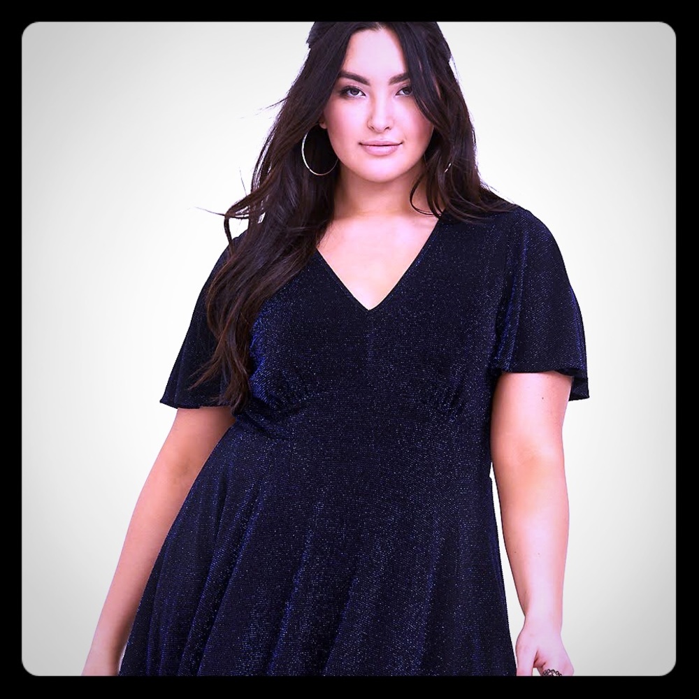 Electric Blue Shimmer Skater Dress Torrid sz 2